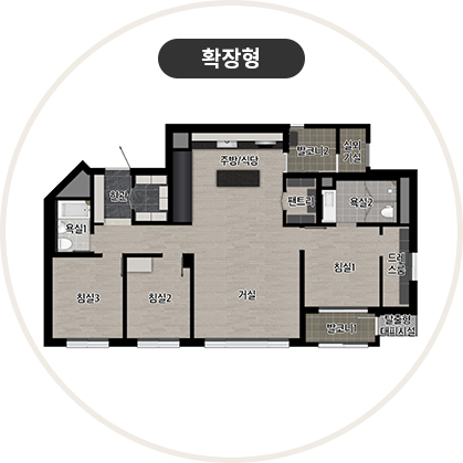 수성포레스트스위첸 84㎡A 타입 평면도