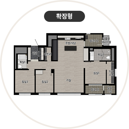 수성포레스트스위첸 84㎡D 타입 평면도
