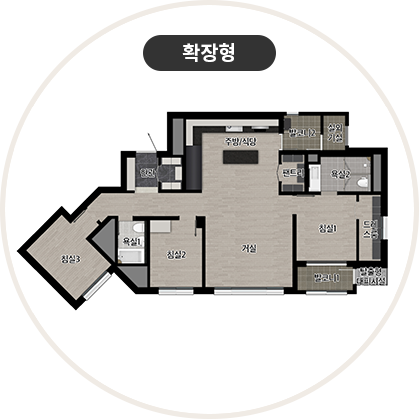 수성포레스트스위첸 84㎡B 타입 평면도