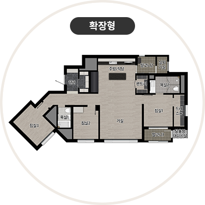 수성포레스트스위첸 84㎡C 타입 평면도