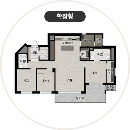 수성포레스트스위첸 96㎡ 타입 평면도